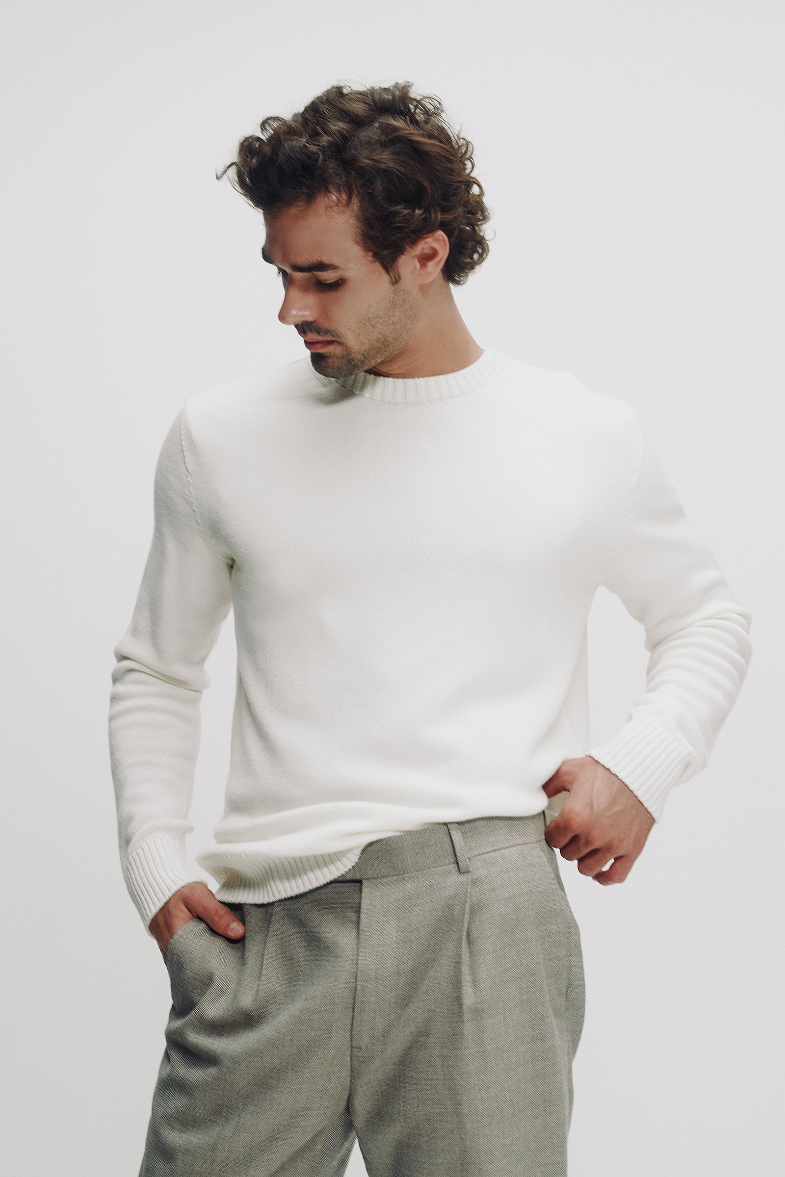 Noah Merino Wool Sweater in Off-White