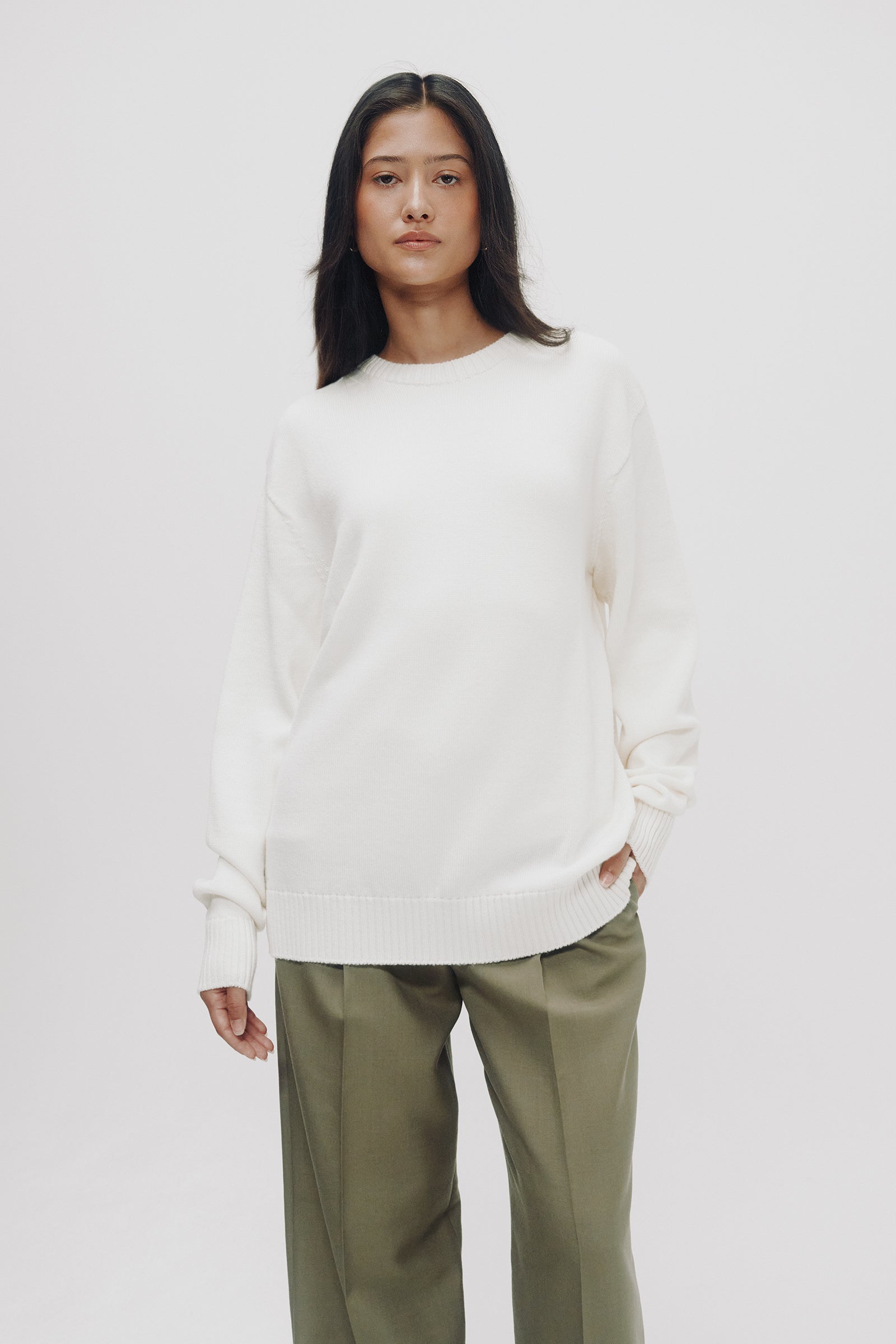 Mila Merino Wool Sweater in Off-White
